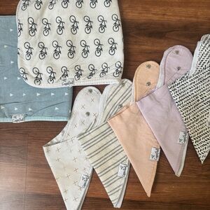 Copper Pearl | 7 Piece Stylish Kids Burp/Bib Set - Multicolor